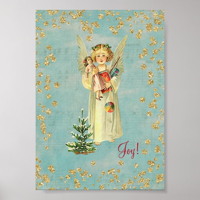 Vintage Christmas Angel Joy! 5x7 Poster (Front)