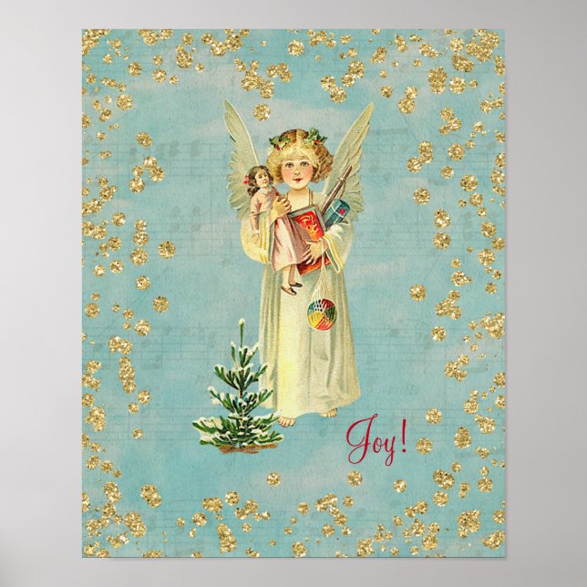 Vintage Christmas Angel Joy Poster (Front)