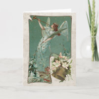 Vintage Christmas Angel Music Bell Horn Teal Blue