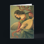 Vintage Christmas, Angel Musician Melozzo da Forli Holiday Card<br><div class="desc">Easy to customise Christmas card, just add your names! Angel Musician (c. 1480) by artist Melozzo da Forlì (c. 1438-1494) is a vintage Renaissance Era fine art religious portrait painting. A fresco with an angel making music by playing a musical instrument, the lute. This is one of the most wonderful...</div>