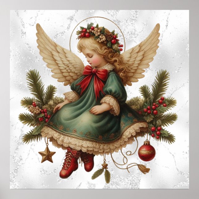 Vintage Christmas Angel Poster (Front)