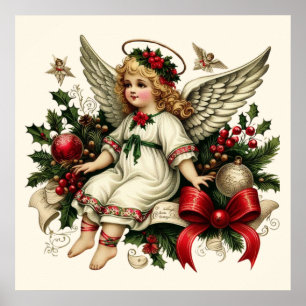 Vintage Christmas Angel Poster