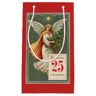 Vintage Christmas Angel Small Gift Bag
