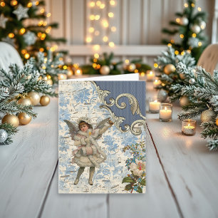 Vintage Christmas Angel Song Wonderful Time Year Holiday Card