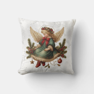 Vintage Christmas Angel Throw Pillow