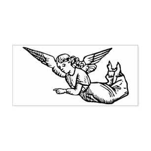 Vintage Christmas Angel Woodcut Rubber Stamp