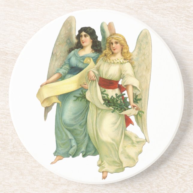 Vintage Christmas, Angelic Victorian Angels Coaster (Front)