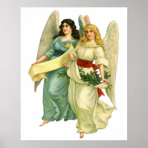 Vintage Christmas, Angelic Victorian Angels Poster