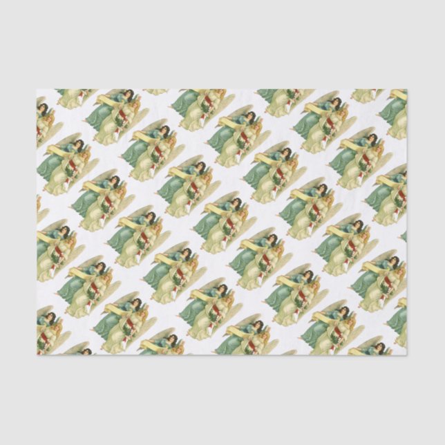 Vintage Christmas, Angelic Victorian Angels Tissue Paper (Front)