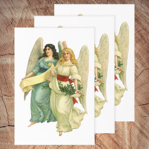 Vintage Christmas, Angelic Victorian Angels Wrapping Paper Sheet
