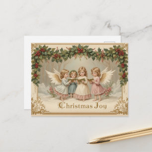 Vintage Christmas Angels Classic Retro Holiday Postcard