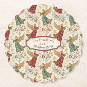 Vintage Christmas Angels Custom Disposable Paper Coaster