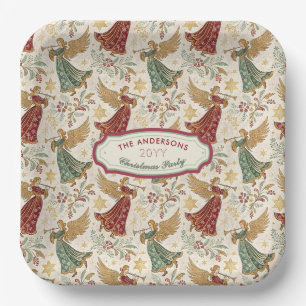 Vintage Christmas Angels Custom Disposable  Paper Plate
