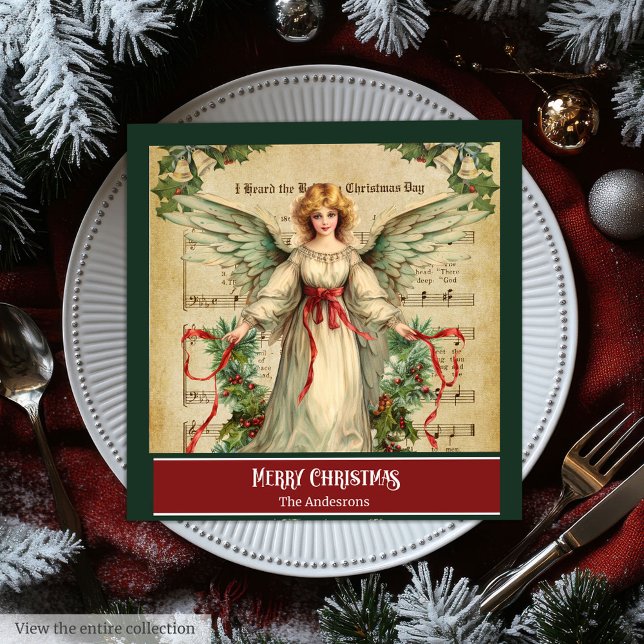 Vintage Christmas Angels Elegant Holiday Napkins (Vintage Christmas Angels Elegant Holiday Napkins Custom)