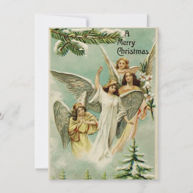 Vintage Christmas Angels Holiday Card (Front)
