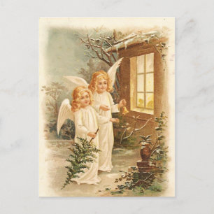 Vintage Christmas Angels Holiday Postcard