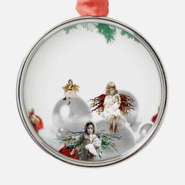 vintage christmas angels metal ornament (Front)