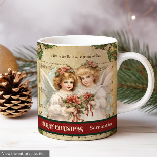 Vintage Christmas Angels Mug Retro Holiday Keepsak