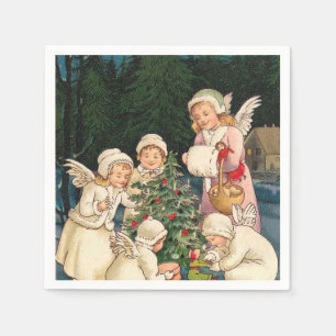 Vintage Christmas Angels paper napkins