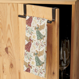 Vintage Christmas Angels Tea Towel