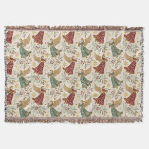 Vintage Christmas Angels Throw Blanket