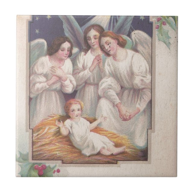 Vintage Christmas Angels Tile (Front)