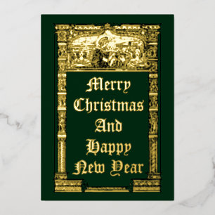 Vintage Christmas Angels With Madonna & Child Foil Holiday Card