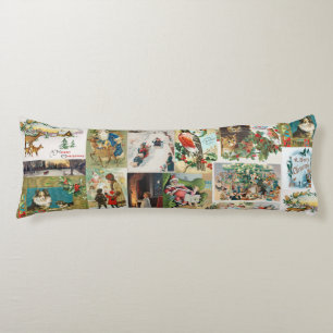 Vintage Christmas Antique Collage  Body Cushion