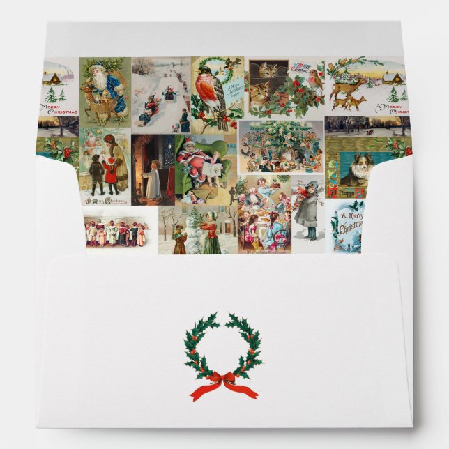 Vintage Christmas Antique Collage Christmas Card Envelope (Back (Bottom))