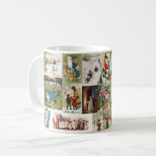 Vintage Christmas Antique Collage Festive Coffee Mug