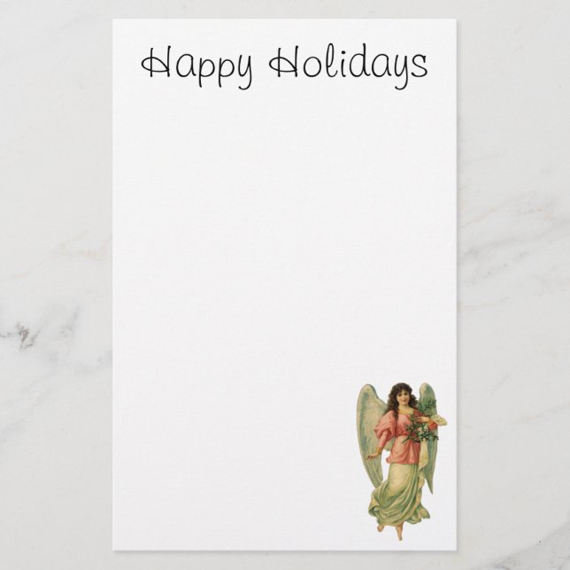 Vintage Christmas, Antique Victorian Angel Stationery (Front)