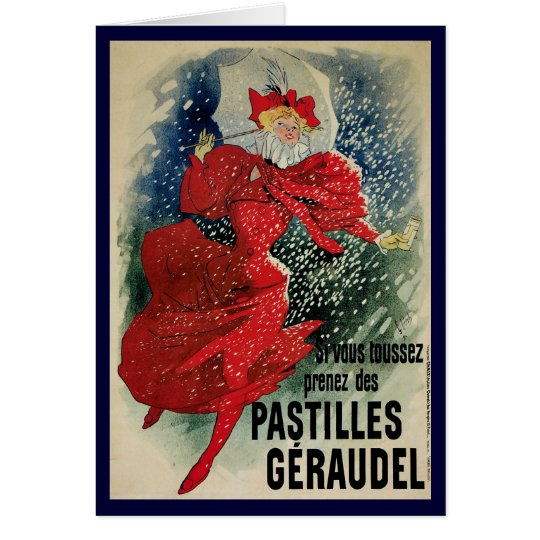 Vintage Christmas, Art Nouveau Poster Art Card