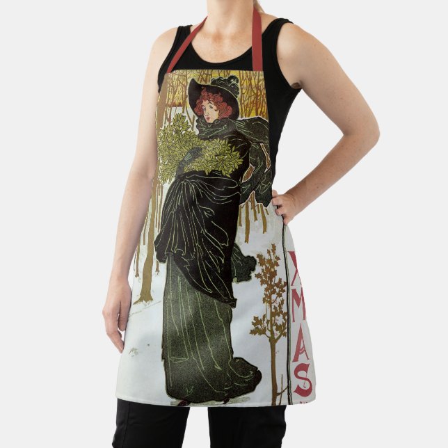 Vintage Christmas Art Nouveau Scribners Cover 1895 Apron (Insitu)