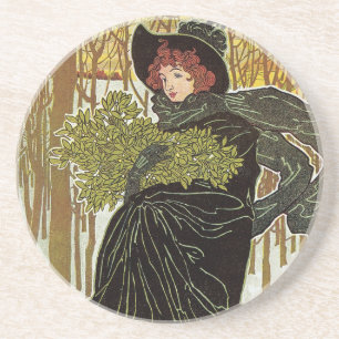Vintage Christmas Art Nouveau Scribners Cover 1895 Coaster