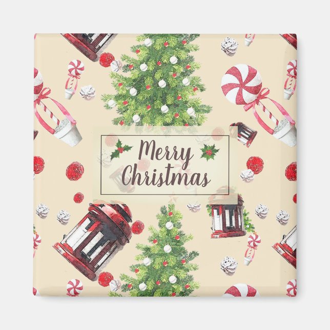 Vintage Christmas Art Pattern Magnet (Front)