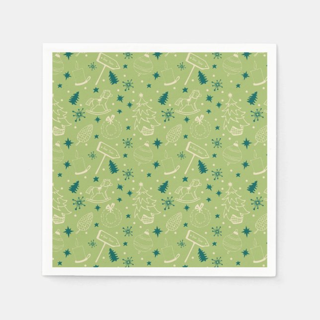 Vintage Christmas Art Pattern One Little Christmas Napkin (Front)