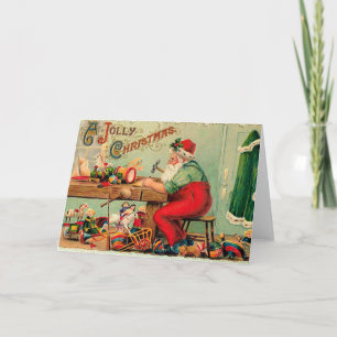 Vintage Christmas at Santa's Workshop Holiday Card