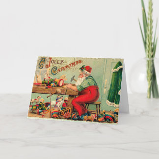 Vintage Christmas at Santa's Workshop Holiday Card