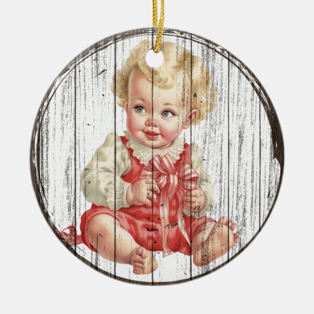 Vintage Christmas Baby Ornament (Front)