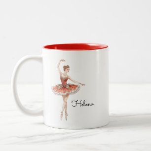 Vintage Christmas Ballerina Two-Tone Coffee Mug