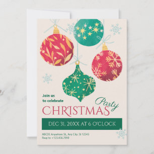 Vintage christmas balls invitation