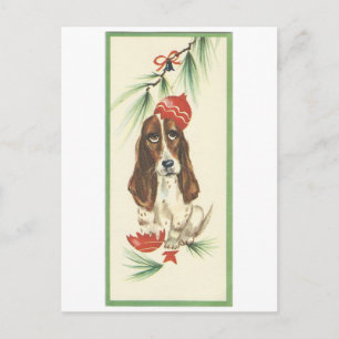 Vintage Christmas Basset Hound Card