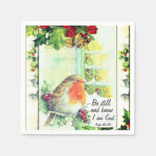 Vintage Christmas "Be Still and Know" Bible Verse Napkin