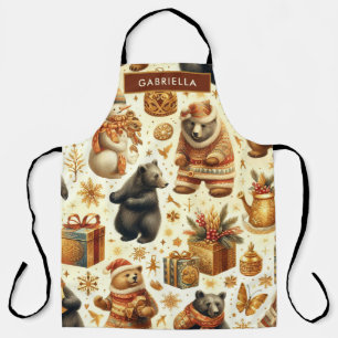 Vintage Christmas Bear Apron