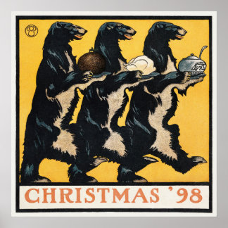 Vintage Christmas bear Poster