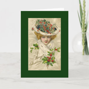 Vintage Christmas Beauty Greetings Holiday Card