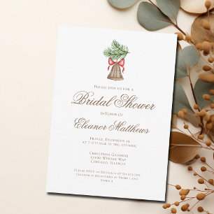 Vintage Christmas Bell Holiday Bridal Shower Invitation