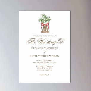 Vintage Christmas Bell Holiday Photo Wedding Magnetic Invitation
