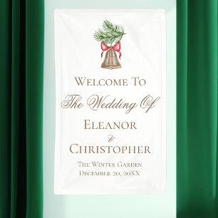 Vintage Christmas Bell Minimalist Holiday Wedding Banner