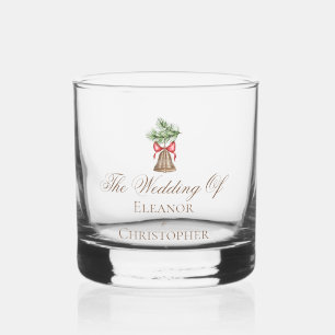 Vintage Christmas Bell Minimalist Holiday Wedding Whiskey Glass